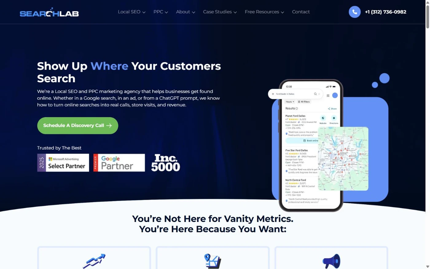 SearchLab Digital homepage