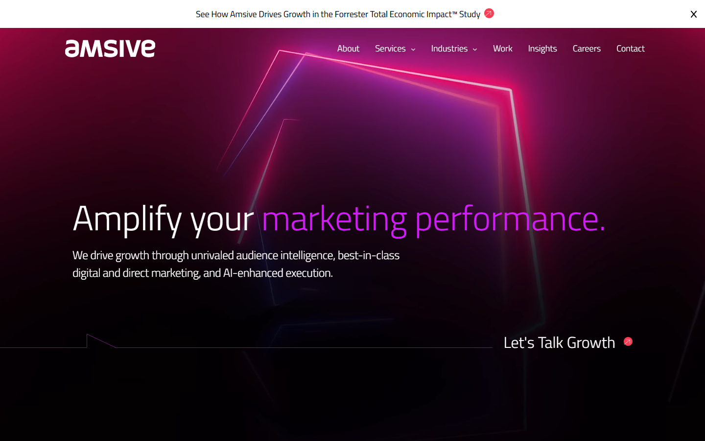 Amsive homepage captured for the New York AEO and GEO agency comparison in September 2026