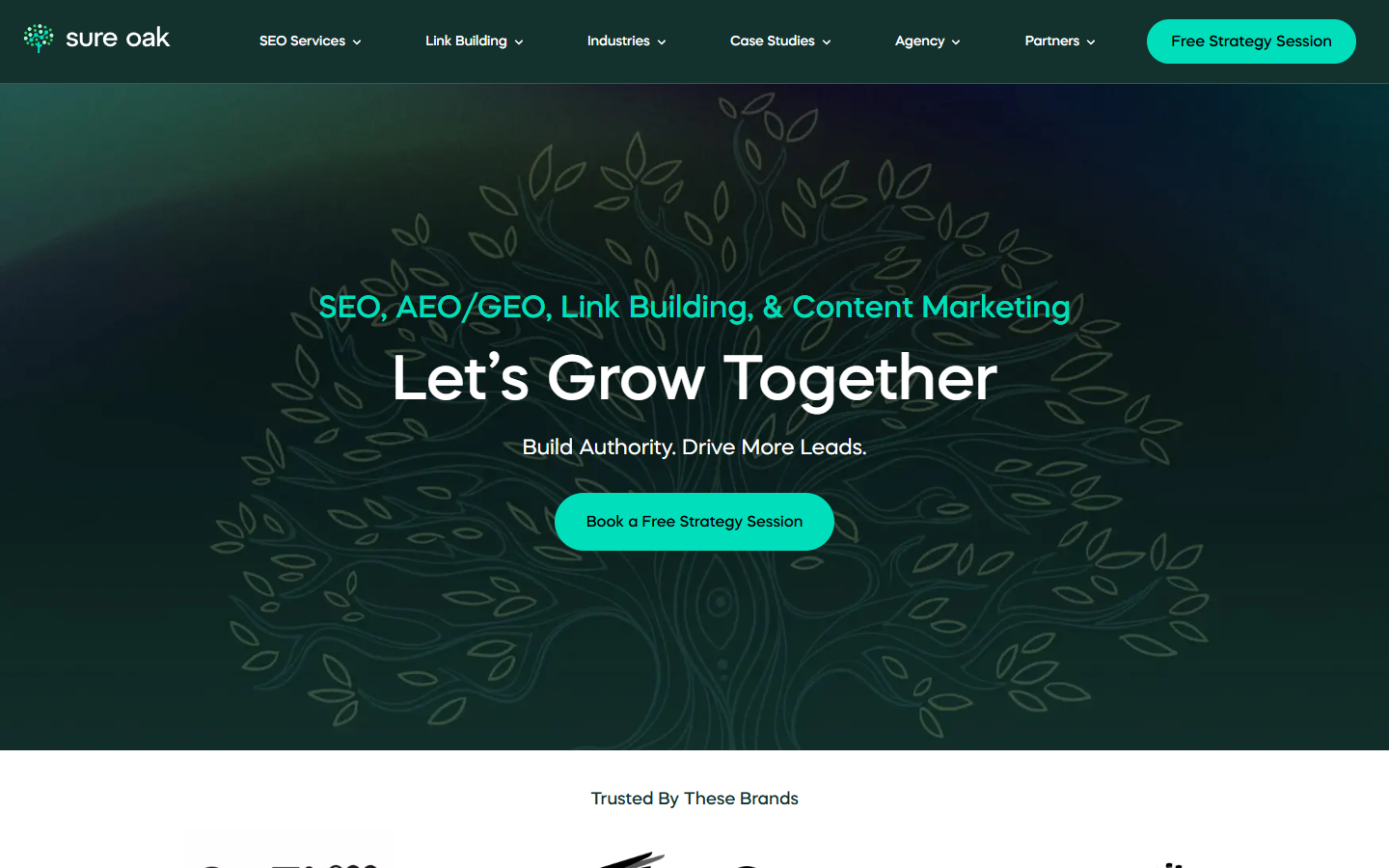 Sure Oak homepage captured for the New York AEO and GEO agency comparison in September 2026