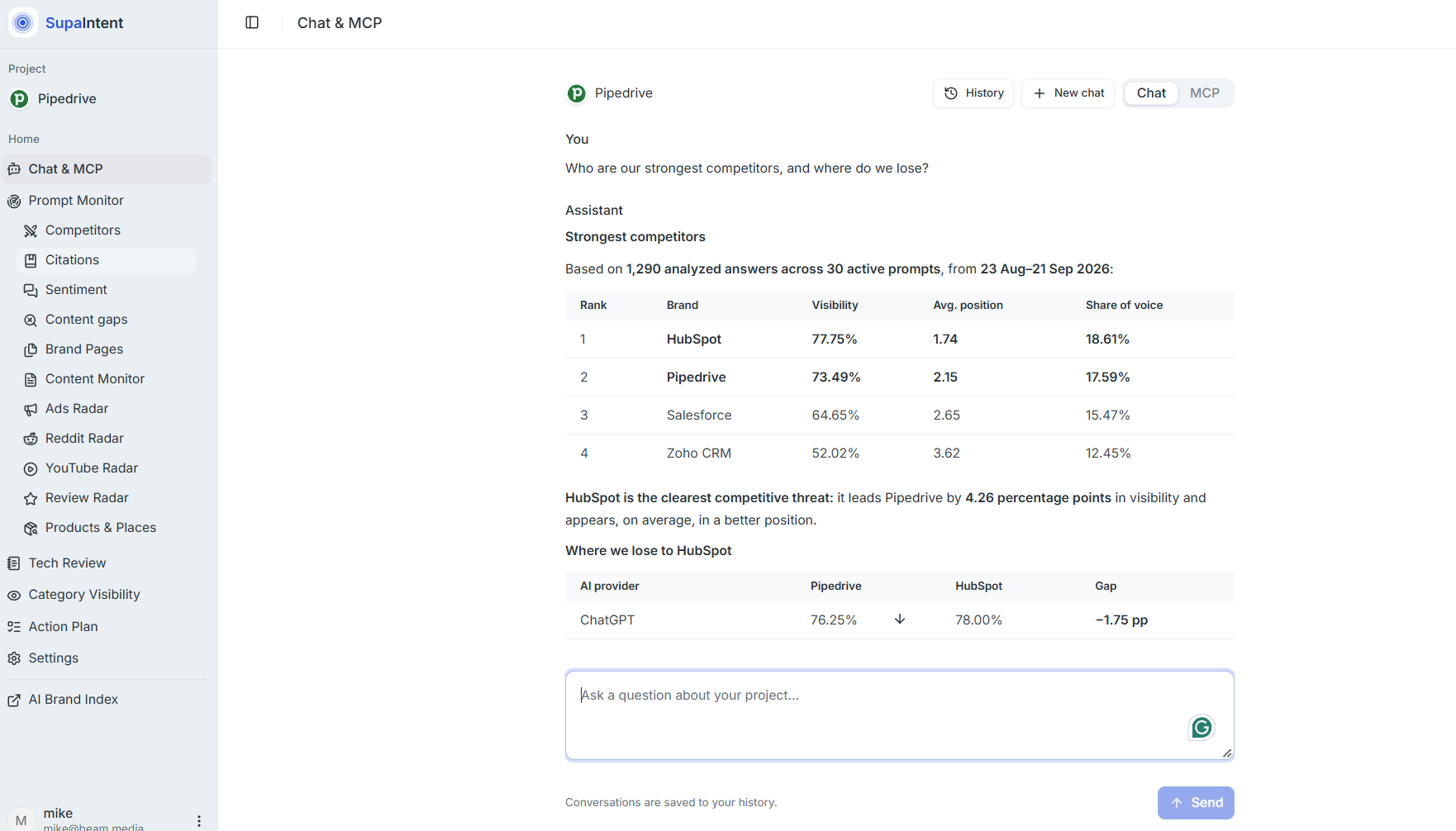 Chat product screen screenshot